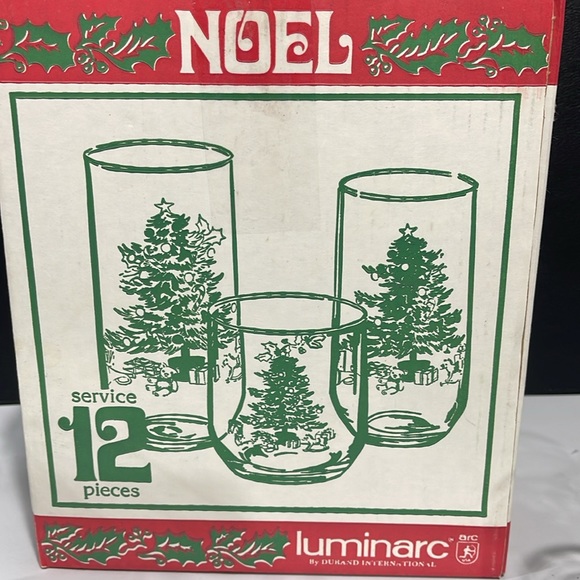 Vintage Luminarc Noel Christmas tree glasses set of 12 tumblers multi-size set - Picture 11 of 16
